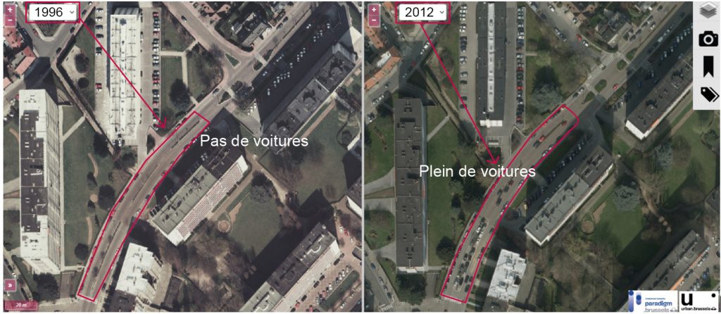 problèmes liés au parking en berne centrale dans le haut de la drève de Nivelles, woluwe-saint-pierre et auderghem